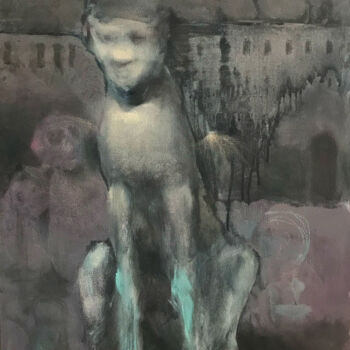 绘画 标题为“Twilight, town” 由Sergii Shkoliar, 原创艺术品, 丙烯 安装在木质担架架上