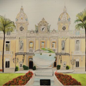 图画 标题为“Le casino de Monte-…” 由Pierre Bayet, 原创艺术品, 铅笔