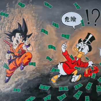 Peinture intitulée "" Goku X Picsou "" par Mickael Hert, Œuvre d'art originale, Acrylique