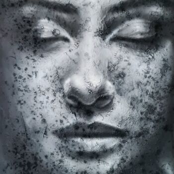 Painting titled "Close your eyes" by Rebeb, Original Artwork, Acrylic Mounted on Wood Stretcher frame
