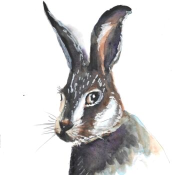 Painting titled "Coelho" by Marcus Araújo De Caldevilla, Original Artwork, Watercolor