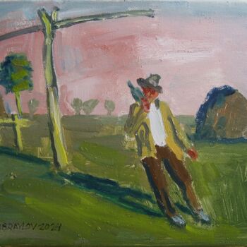 Pittura intitolato "Sunset at the villa…" da Vasyl, Opera d'arte originale, Olio