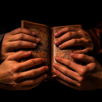 Digitale Kunst getiteld "Clinging To Faith" door Paolo Chiuchiolo, Origineel Kunstwerk, AI gegenereerde afbeelding
