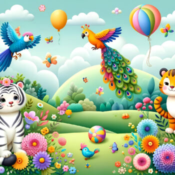 제목이 "Whimsical Animal Fr…"인 디지털 아트 Alberto Capitani로, 원작, AI 생성 이미지