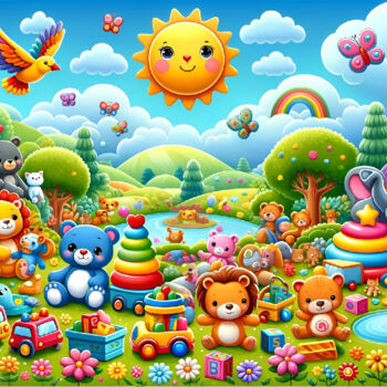 数字艺术 标题为“Joyful Animal Frien…” 由Alberto Capitani, 原创艺术品, AI生成的图像