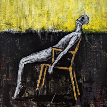 Painting titled "Rocking in a yellow…" by Vaxo Lang, Original Artwork, Acrylic