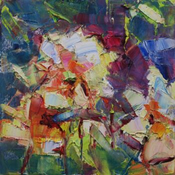 Painting titled "Jardins XIX" by Marta Lipowska, Original Artwork, Oil Mounted on Wood Stretcher frame