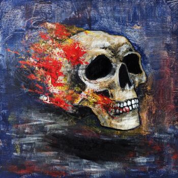 Malerei mit dem Titel "Skull" von Vaxo Lang, Original-Kunstwerk, Acryl