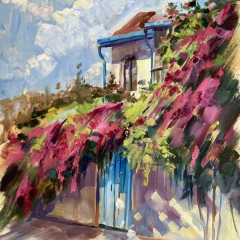 Schilderij getiteld "Old Cyprus village…" door July Kinart, Origineel Kunstwerk, Olie