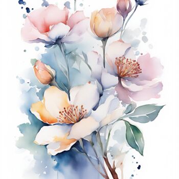제목이 "Flowers #3"인 미술작품 Anna Russo로, 원작, 수채화