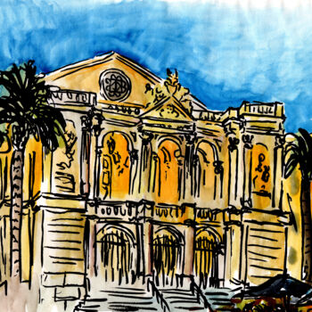Peinture intitulée "Opéra de Toulon" par Antoine Dazy, Œuvre d'art originale, Aquarelle