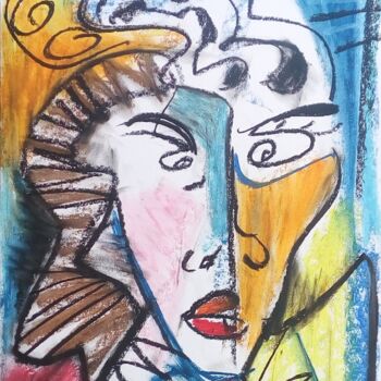 Drawing titled "La bourgeoise" by Laudu, Original Artwork, Pastel