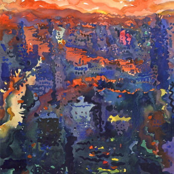 Peinture intitulée "View to night Bangk…" par Tanbelia, Œuvre d'art originale, Aquarelle