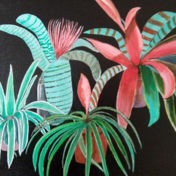 Malerei mit dem Titel "Vibrant Jungle" von Solomon Labonne, Original-Kunstwerk, Öl Auf Keilrahmen aus Holz montiert