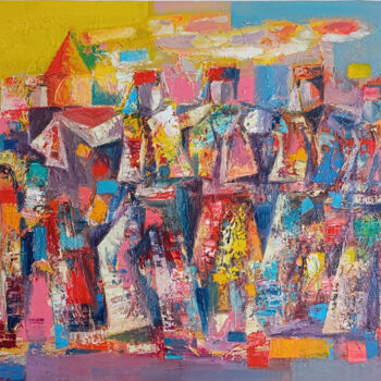Painting titled "Armenian Kochari Da…" by Hayk Miqayelyan, Original Artwork, Oil Mounted on Wood Stretcher frame
