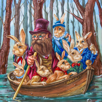 Painting titled "Old Mazai and the H…" by Victor Molev, Original Artwork, Oil Mounted on Wood Stretcher frame