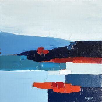 Peinture intitulée "Infiniment bleu 11" par Sandrine Hirson, Œuvre d'art originale, Huile