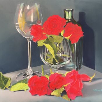 Drawing titled "Petit arrangement v…" by Brigitte Bouron, Original Artwork, Pastel