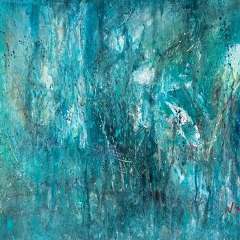 Painting titled "Fonte des Glaces (R…" by Nathalie Morin, Original Artwork, Acrylic Mounted on Wood Stretcher frame