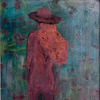 Peinture intitulée "La femme au chapeau" par Agata Caliendo - Krystkowiak, Œuvre d'art originale, Huile