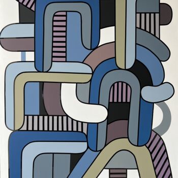绘画 标题为“Abstractif 5” 由Onurb Napeihcs, 原创艺术品, 丙烯 安装在其他刚性面板上