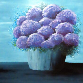 Pintura titulada "Hydrangea Cupcakes" por Dunc Ebedes, Obra de arte original, Acrílico Montado en Bastidor de camilla de mad…