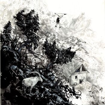 Painting titled "ayaya youhouhou" by Léo Saint-Arroman, Original Artwork, Ink