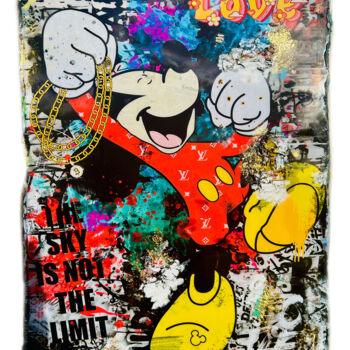 Collages intitulée "The Sky is not the…" par Adriano Cuencas, Œuvre d'art originale, Acrylique Monté sur Panneau de bois