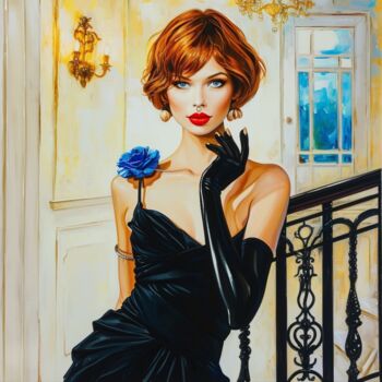 「Girl in the black d…」というタイトルの絵画 Evgenia Dyvakinaによって, オリジナルのアートワーク, アクリル