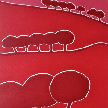 Gravures & estampes intitulée "Arbres grimpants" par Fabienne Borie, Œuvre d'art originale, Linogravures Monté sur Châssis e…