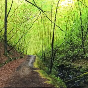 Ζωγραφική με τίτλο "Walk in the Woods" από Nuwan Darshana, Αυθεντικά έργα τέχνης, Ακρυλικό