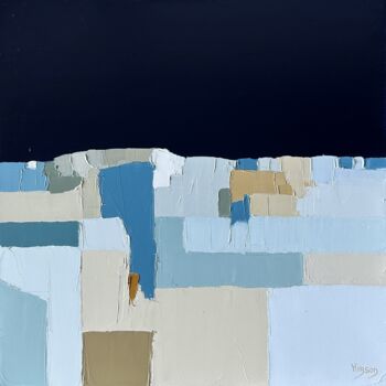 Painting titled "Un soir peut-être" by Sandrine Hirson, Original Artwork, Oil Mounted on Wood Stretcher frame