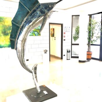Sculpture titled "l'ESPADON VOILIER" by Claude Germain, Original Artwork, Metals