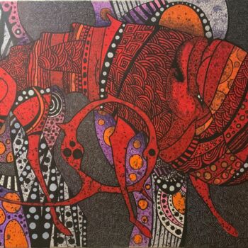 Peinture intitulée "Cat" par Goryunov, Œuvre d'art originale, Acrylique