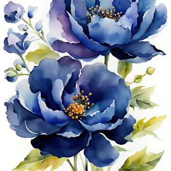 Malarstwo zatytułowany „Flowers #6” autorstwa Anna Russo, Oryginalna praca, Akwarela