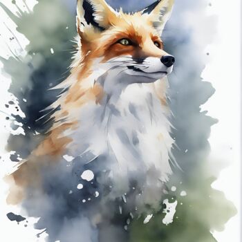 Malerei mit dem Titel "Fox" von Anna Russo, Original-Kunstwerk, Aquarell