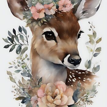 Grafika cyfrowa / sztuka generowana cyfrowo zatytułowany „The fawn” autorstwa Anna Russo, Oryginalna praca, 2D praca cyfrowa