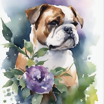 绘画 标题为“Bulldog” 由Anna Russo, 原创艺术品, 水彩
