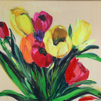 Malerei mit dem Titel "The Scent of Tulips" von Lilith Tonakanyan, Original-Kunstwerk, Öl Auf Keilrahmen aus Holz montiert
