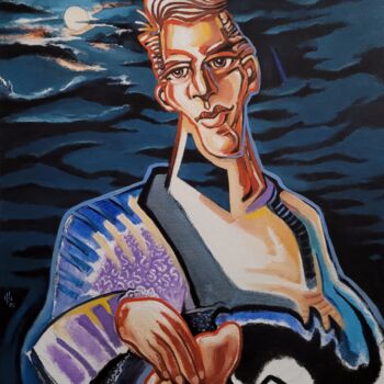 Peinture intitulée "La dandy au clair d…" par Pascal Buffard, Œuvre d'art originale, Huile Monté sur Châssis en bois