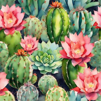 제목이 "Succulents and cact…"인 디지털 아트 Anna Russo로, 원작, 수채화
