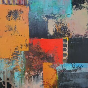 Painting titled "Carré rouge" by Sylvie Le Boulh, Original Artwork, Acrylic Mounted on Wood Stretcher frame