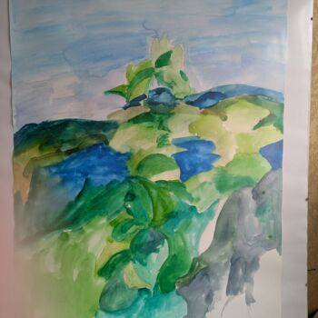 Peinture intitulée "Couleurs  paysage" par Isabelle Pons, Œuvre d'art originale, Acrylique Monté sur Autre panneau rigide