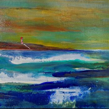 Painting titled "La mer 2" by Sylvie Le Boulh, Original Artwork, Acrylic Mounted on Wood Stretcher frame