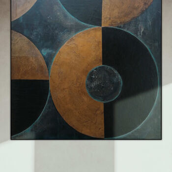 Ζωγραφική με τίτλο "Copper geometry - S…" από Martina Schneider-Hartmann, Αυθεντικά έργα τέχνης, Ακρυλικό