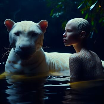제목이 "WHITE TIGER"인 디지털 아트 Kristina Maliuta로, 원작, AI 생성 이미지