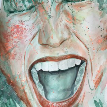 Schilderij getiteld ""Le cri"" door Audrey Ramsbacher, Origineel Kunstwerk, Aquarel
