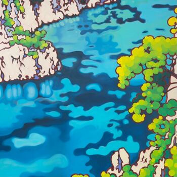Peinture intitulée "L'eau, d'En-vau" par Gwendoline Pieters, Œuvre d'art originale, Huile Monté sur Châssis en bois