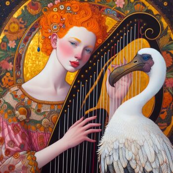 Arts numériques intitulée "Evelyn's Harp" par Batuhan Gözüaçık, Œuvre d'art originale, Peinture numérique