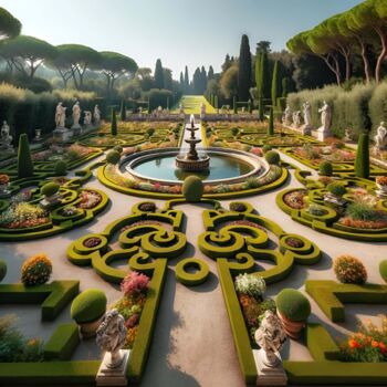 Digitale Kunst mit dem Titel "Symmetry in Verdure…" von Alberto Capitani, Original-Kunstwerk, KI-generiertes Bild